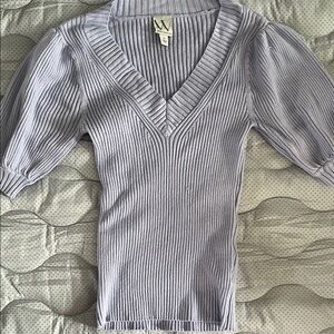 Worthington Lilac Ribbed V-Neck Top
